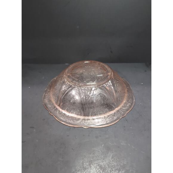 Hazel Atlas Royal Lace Pink Glass Bowl, Depression Glass Fruit Bowl 10", Vintage - Picture 7 of 9